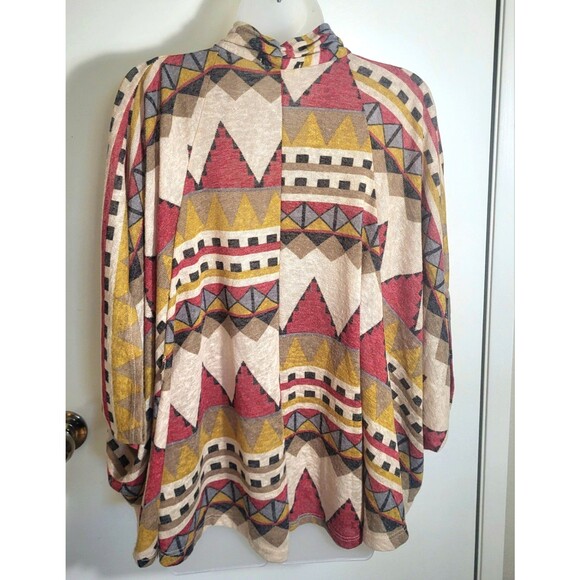 Freeway Aztec Western Boho Southwestern Sante Fe Belted Cape Cardigan L - Picture 5 of 11